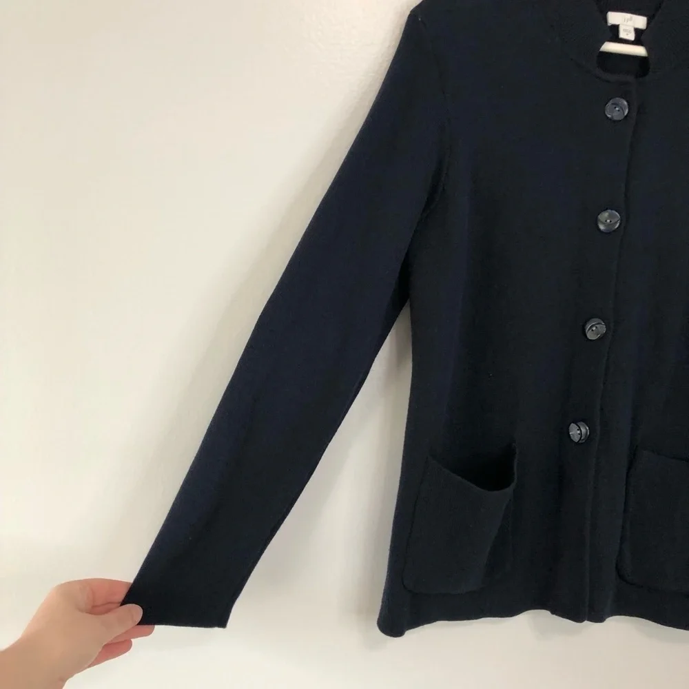 J. Jill Navy Knit Button Front Cardigan Sweater Medium